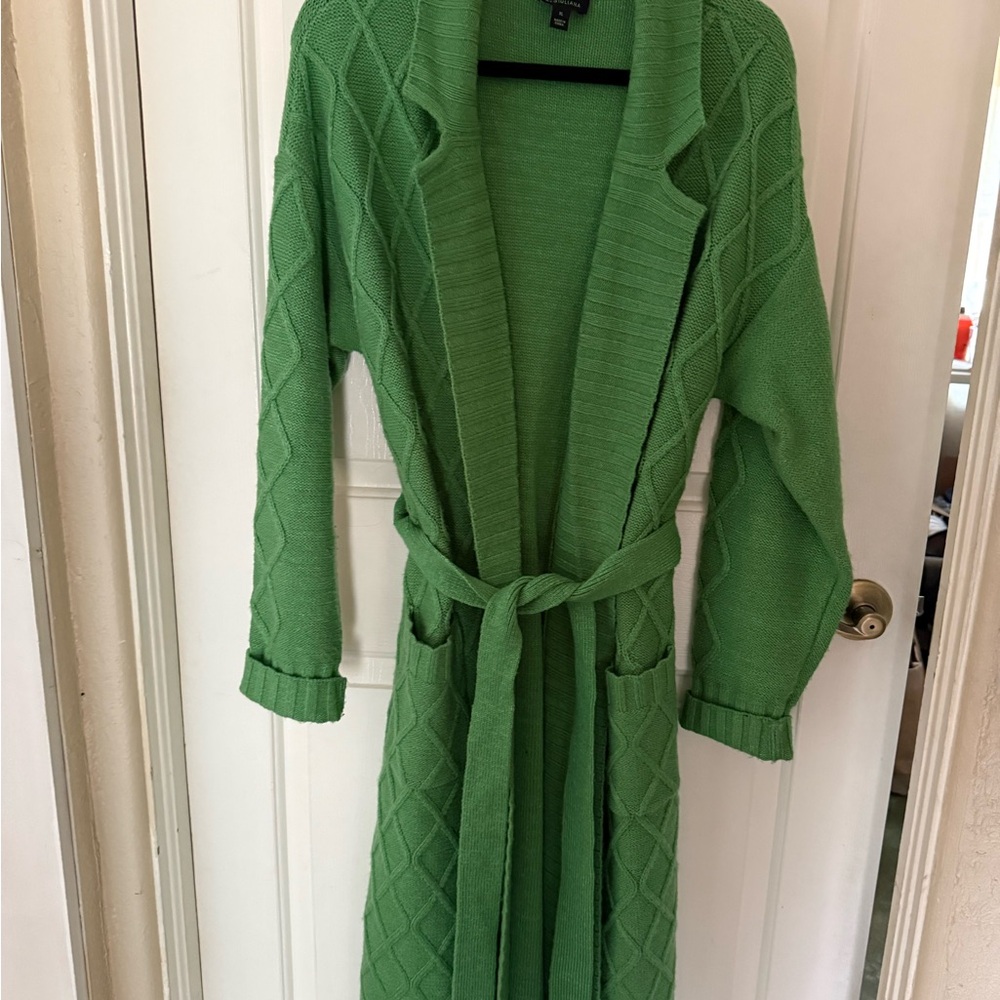 G By GUILIANA Green Knit Belted Women's Coat